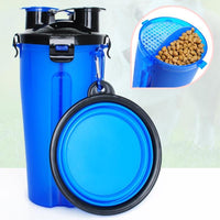 Blauer Hundefutterbehälter mit Deckel, tragbar, luftdicht, ideal für Reisen.