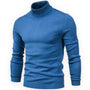 Blauer Rollkragenpullover Herren, Strick, warm, modisch, Wintermode, Langarm, Baumwolle.