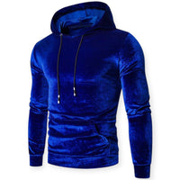 Blauer Samt-Hoodie für Herren, Kapuzenpullover, modisch, bequem, Freizeitkleidung.