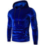 Blauer Samt-Hoodie für Herren, Kapuzenpullover, modisch, bequem, Freizeitkleidung.
