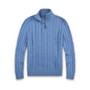 Blauer Herren-Strickpullover mit Zopfmuster, Reißverschluss, Baumwolle, modisch, warm.