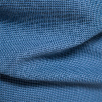 Blauer Stoff mit Waffelstruktur, Nahaufnahme, Textilmaterial, Textur, Detailansicht, Mode.
