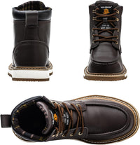 Braune Herren-Arbeitsstiefel aus Leder, rutschfeste Sohle, robust, bequem, KELODOON.