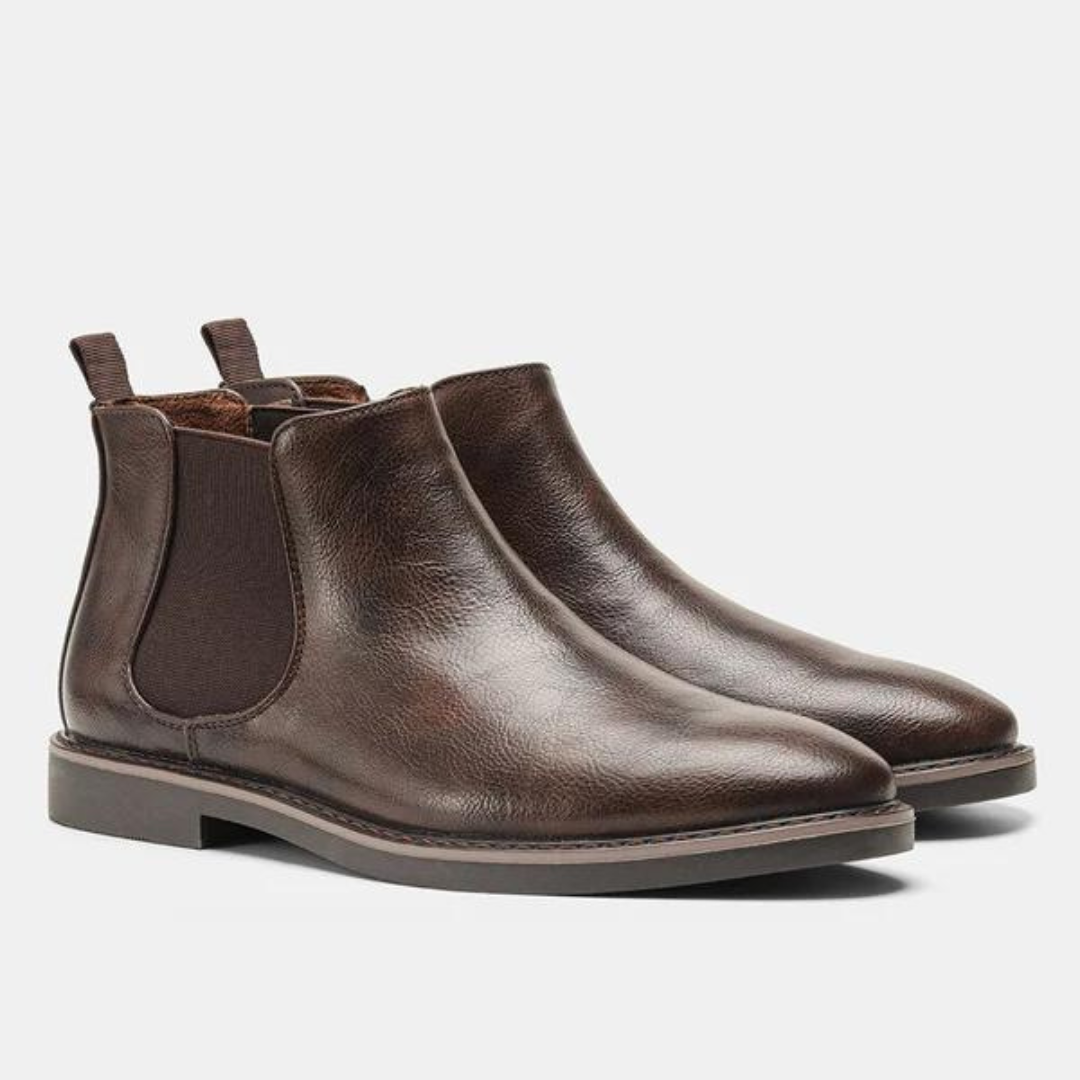 Braune Chelsea Boots aus Leder für Herren, elegante Stiefeletten, rutschfeste Sohle.
