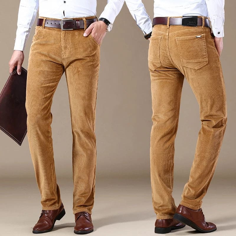 Herren Cordhose beige, dick, lässig, Wintermode 2023, Business, Stretch, Regular Fit.
