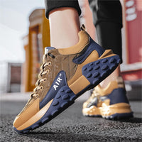 Brauner und blauer Sneaker, atmungsaktiv, rutschfest, für Herren, Outdoor-Sport, modisch.