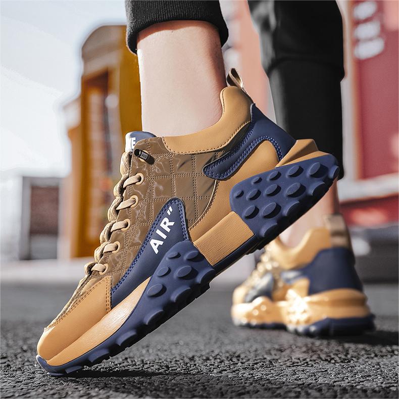 Brauner und blauer Sneaker, atmungsaktiv, rutschfest, für Herren, Outdoor-Sport, modisch.