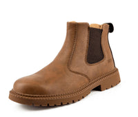 Brauner Chelsea Boot aus Leder, rutschfeste Sohle, Herrenmode, stilvoll und bequem.