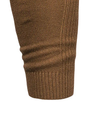 Brauner Strickpullover-Ärmel aus Wolle, geripptes Design, modische Herbstbekleidung.