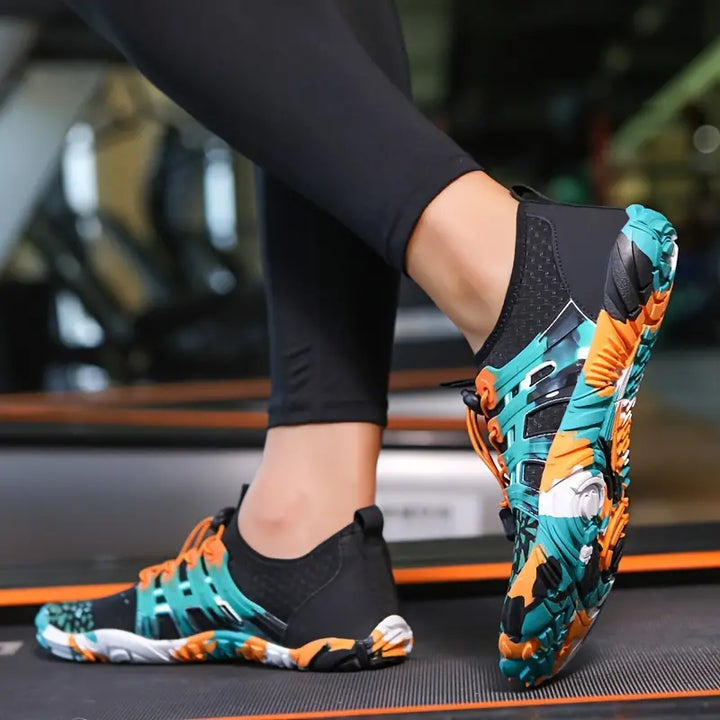 Bunte Barfußschuhe für Damen, rutschfest, atmungsaktiv, ideal für Fitness und Outdoor-Aktivitäten.