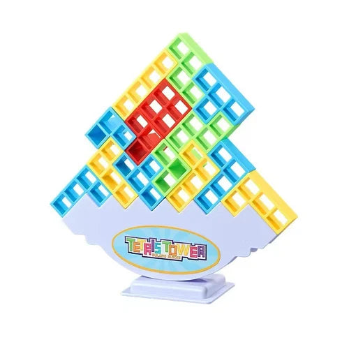 Buntes Tetris-Turmspiel aus Kunststoff, Balancespiel für Kinder, Lernspielzeug.