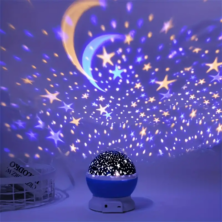 Blauer Sternenhimmel-Projektor, Nachtlicht mit Mond- und Sternprojektion, Kinderzimmer-Dekor.