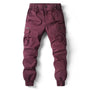 Lila Herren-Cargohose, Baumwolle, Jogging, Streetwear, Militärstil, Voll-Länge.