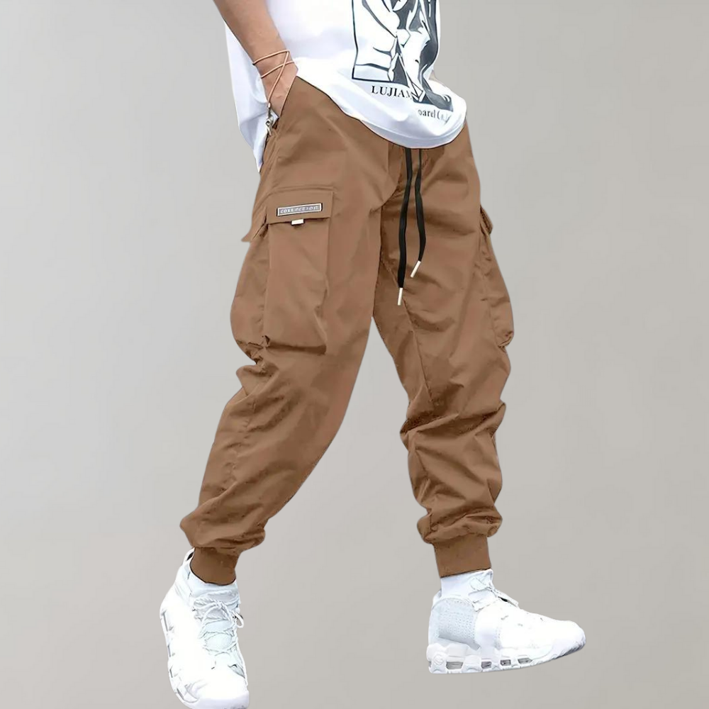 Khaki Cargohose für Herren, lässig, mit Taschen, Streetwear, Baumwolle, modisch.