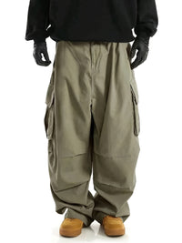 Grüne Cargo-Hose Herren, weite Passform, Taschen, Streetwear, Baumwolle, modisch, bequem.