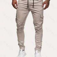 Beige Herren-Cargohose mit Taschen, Slim Fit, aus Baumwolle, modisch, sportlich.