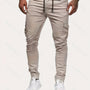 Beige Herren-Cargohose mit Taschen, Slim Fit, aus Baumwolle, modisch, sportlich.