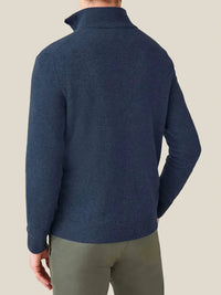Herren-Kaschmir-Cardigan, Reißverschluss, Atlantic Blau, Luca Faloni, italienisches Design.