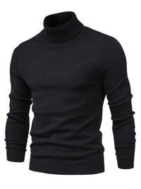 Schwarzer Rollkragenpullover Herren, Strick, warm, elegant, Wintermode, Slim Fit.
