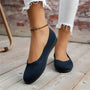 Damen Ballerinas, dunkelblau, Strickmaterial, bequem, modisch, für Alltag und Büro.