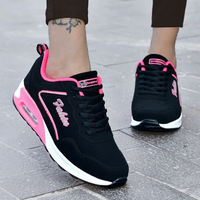 Schwarze Damen-Sneaker, pinke Akzente, leicht, wasserdicht, Straßenschuhe.