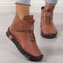 Damenstiefel aus braunem Leder, rutschfeste Sohle, modisch, bequem, für Herbst/Winter.