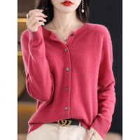 Damen Strickjacke rosa, Knopfleiste, weiches Material, modisch, elegant, Herbstmode.