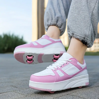 Damen Rollschuhe Sneaker, rosa-weiß, sportlich, bequem, Outdoor, Freizeit, modisch.