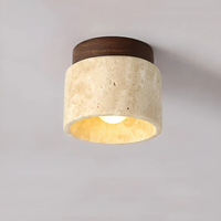 Deckenleuchte aus Naturstein, zylindrisch, beige, modernes Design, für Wohnzimmerbeleuchtung.