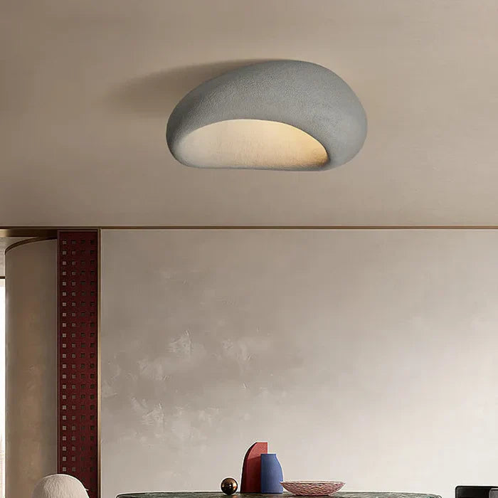 Moderne graue Deckenleuchte aus Beton, minimalistisches Design, Wohnzimmerbeleuchtung.