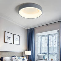 Moderne runde LED-Deckenleuchte, grau, energiesparend, Schlafzimmerbeleuchtung.