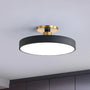 Moderne schwarze Deckenleuchte mit goldenen Akzenten, LED, rund, Wohnzimmerbeleuchtung.