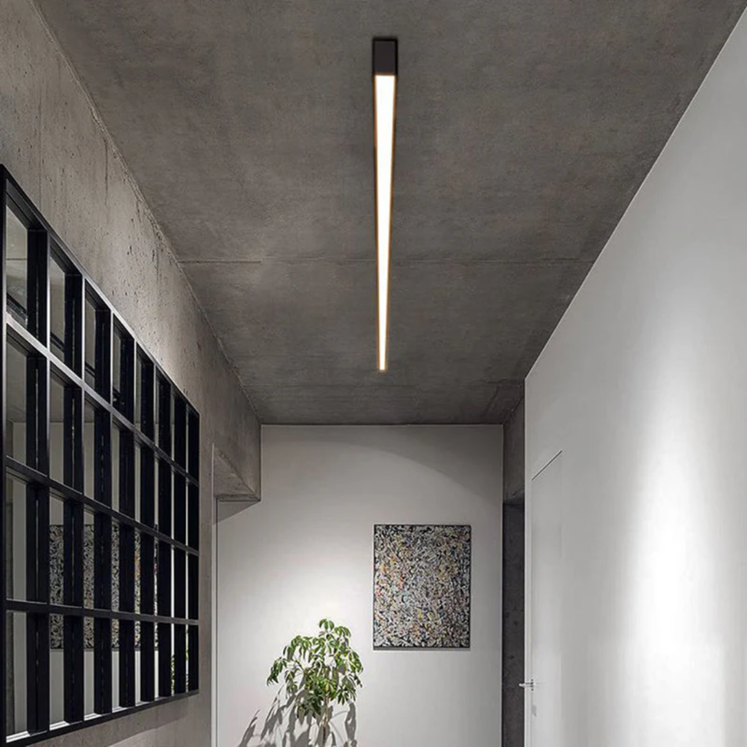 Moderne LED-Deckenleuchte, schwarz, minimalistisch, Flurbeleuchtung, energiesparend.