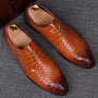 Braune karierte Lederschuhe für Herren, Business-Casual, spitze Form, elegante Schnürung.