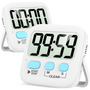Digitaler Küchentimer, weiß, mit großem Display und blauen Tasten, Countdown-Funktion.