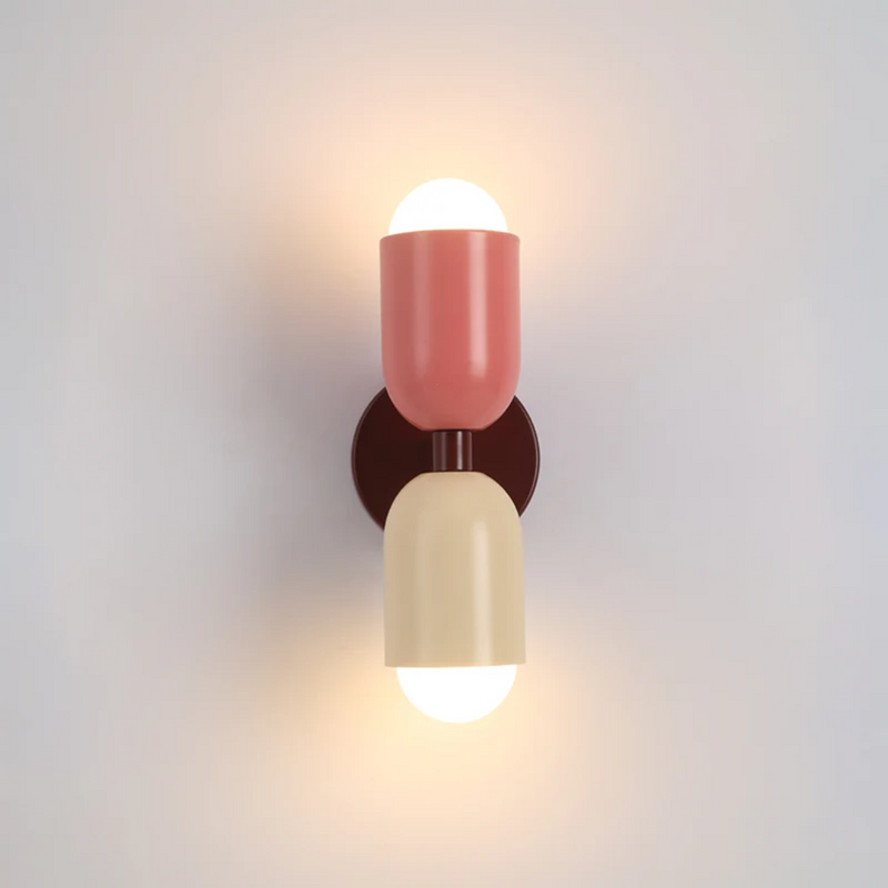 Zweifarbige Wandleuchte, rosa und beige, modernes Design, LED, Innenbeleuchtung.
