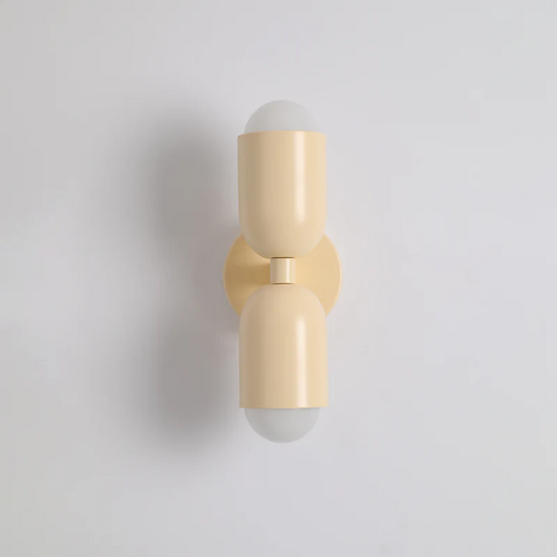 Beige Wandleuchte modern, zylindrisch, minimalistisch, Innenbeleuchtung, doppelseitig.