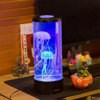 Quallen-Lavalampe LED Nachtlicht, zylindrisch, schwarz, für Schreibtischdekoration, modern.