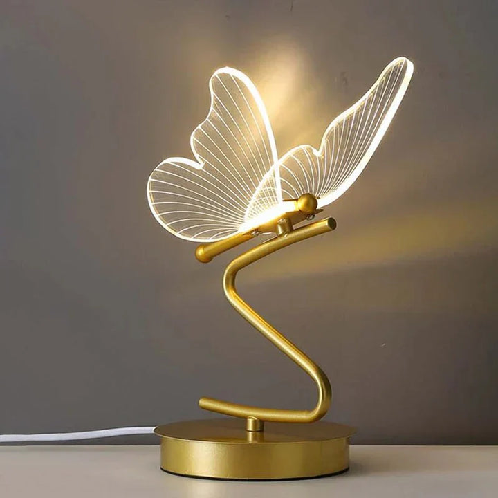 LED-Schmetterlingslampe, goldener Sockel, modernes Design, dekorative Beleuchtung, Wohnzimmer.