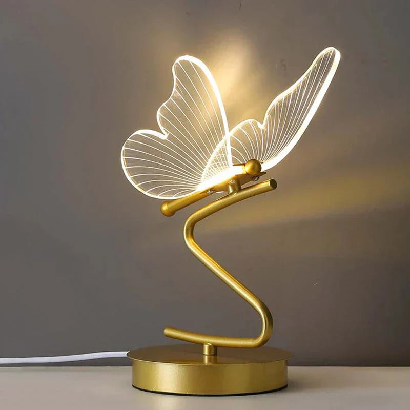 LED-Schmetterlingslampe, goldener Sockel, modernes Design, dekorative Beleuchtung, Wohnzimmer.