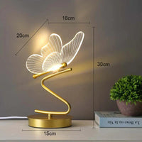 Goldene LED-Tischlampe Schmetterling Design, modern, energiesparend, 30cm hoch, dekorativ.