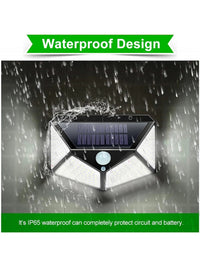 Solarbetriebene LED-Außenleuchte, wasserdicht, IP65, schwarz, mit Bewegungssensor, energiesparend.