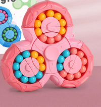 Rosa Fidget Spinner Spielzeug, dreieckig, mit bunten Kugeln, Stressabbau, Kinder, Kunststoff
