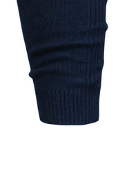 Dunkelblauer Strickpullover-Ärmel, gerippt, Baumwolle, modisch, warm, Herrenbekleidung.
