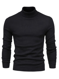 Schwarzer Rollkragenpullover Herren, Strick, langärmelig, modisch, warm, elegant.