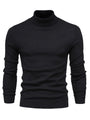 Schwarzer Rollkragenpullover Herren, Strick, langärmelig, modisch, warm, elegant.