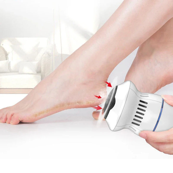 Elektrischer Hornhautentferner, weiß, für glatte Füße, ergonomisches Design, Heimgebrauch.
