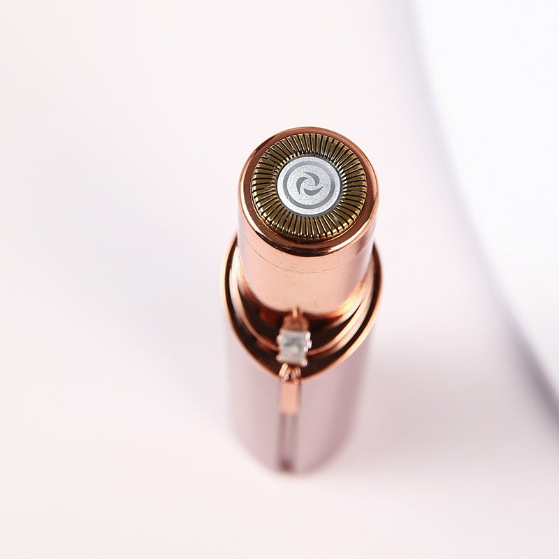 Elektrischer Gesichtshaarentferner, roségold, tragbar, Damenrasierer, präzise Haarentfernung.