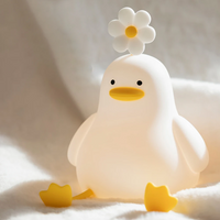 Nachtlicht Ente mit Blume, LED, weiß-gelb, Kinderzimmer Deko, süßes Design.