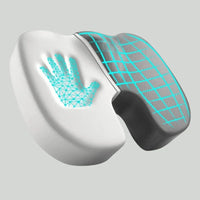 Ergonomisches Memory-Schaum-Sitzkissen, weiß-grau, mit Handabdruck, für Bürostuhl.
